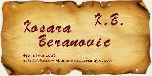 Kosara Beranović vizit kartica